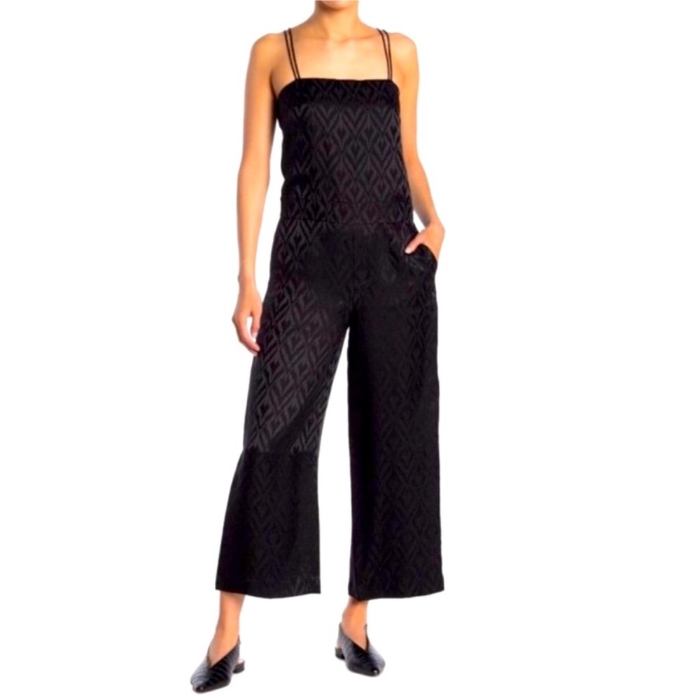 THEORY VISCOSE SILK CHEVRON PRINT JUMPSUIT MINIMALIST STYLE SIZE 6 NWT